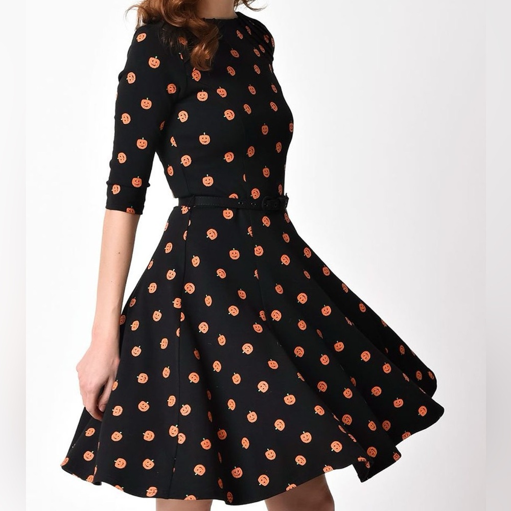 Unique Vintage Pumpkin Skater dress